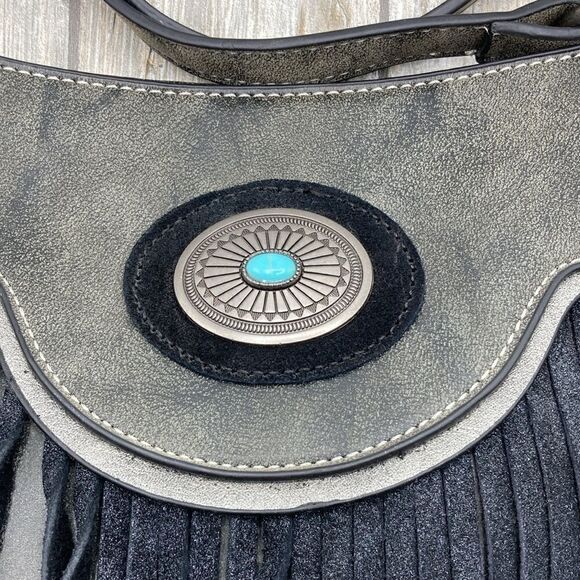 Justin Western Cowgirl Country Leather Fringe Crossbody Bag Purse - Picture 4 of 14